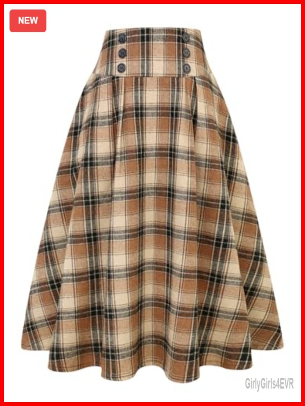 Womens High Waist A-Line Pleated Midi Skirt with Pockets